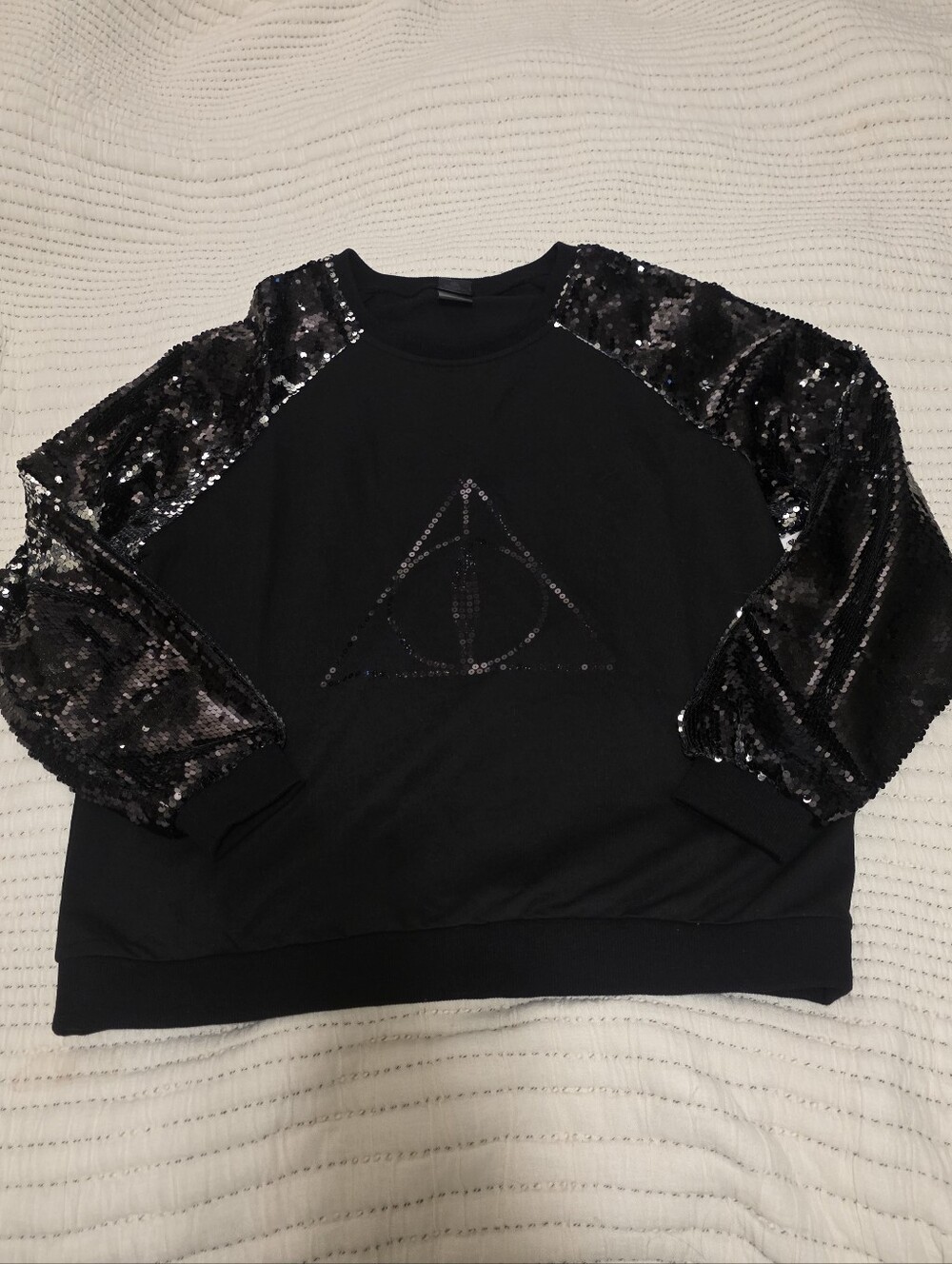 Harry Potter Black Sequin Sleeve Sweatshirt Nwt Xl